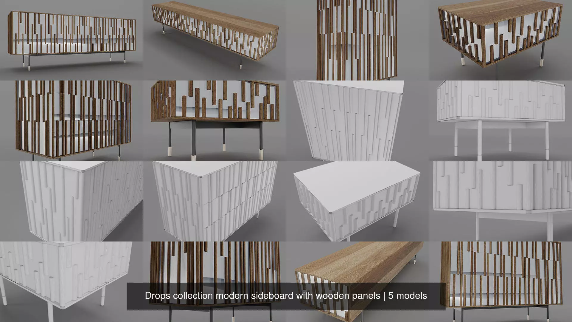 Drops collection modern sideboard with wooden panels _0