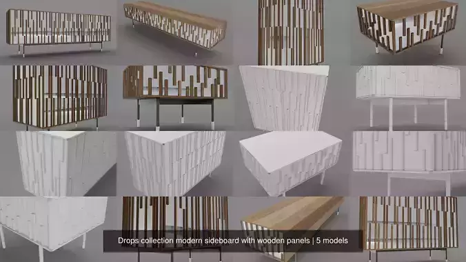 Drops collection modern sideboard with wooden panels 