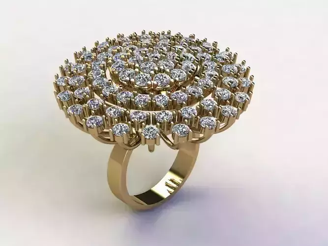 Ring24 gold ring with diamonds in center