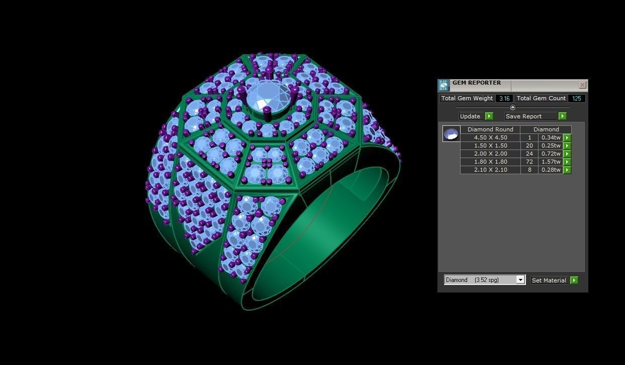 Diamond Man Ring gold with diamonds 3D model_4