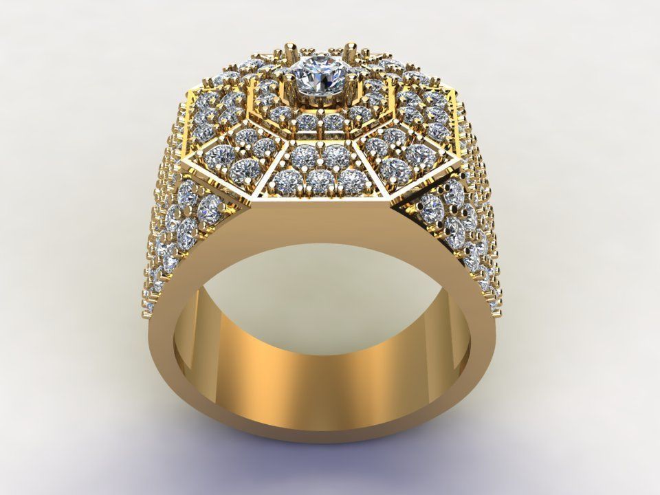 Diamond Man Ring gold with diamonds 3D model_2