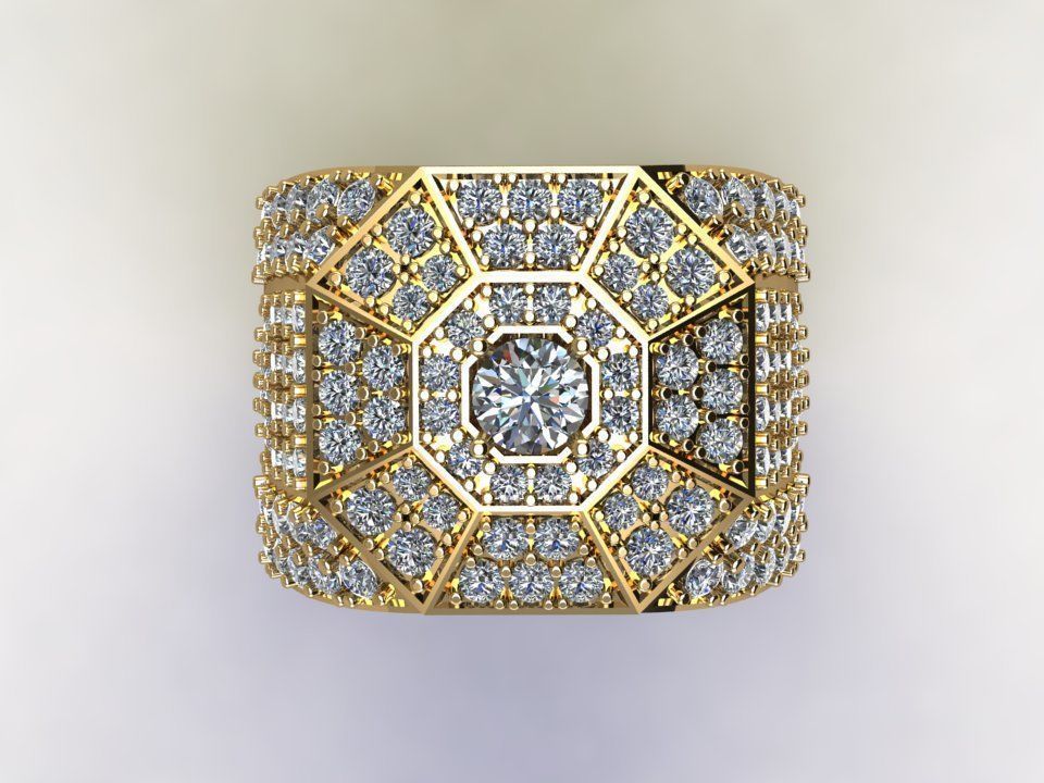 Diamond Man Ring gold with diamonds 3D model_1