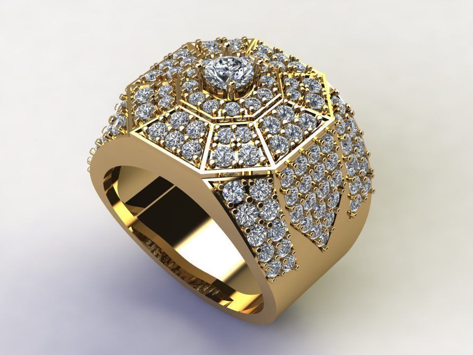 Diamond Man Ring gold with diamonds 3D model_5