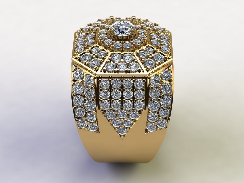 Diamond Man Ring gold with diamonds 3D model_3