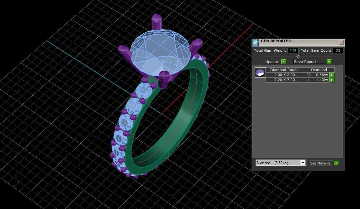 Ring27 round diamond engagement ring in gold 3D model_4