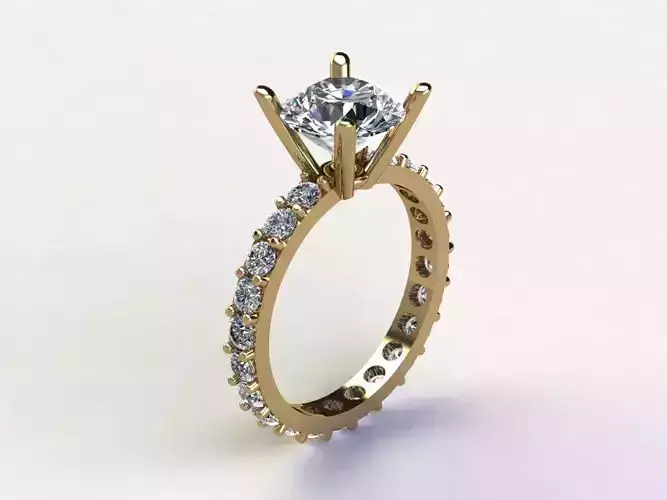 Ring27 round diamond engagement ring in gold