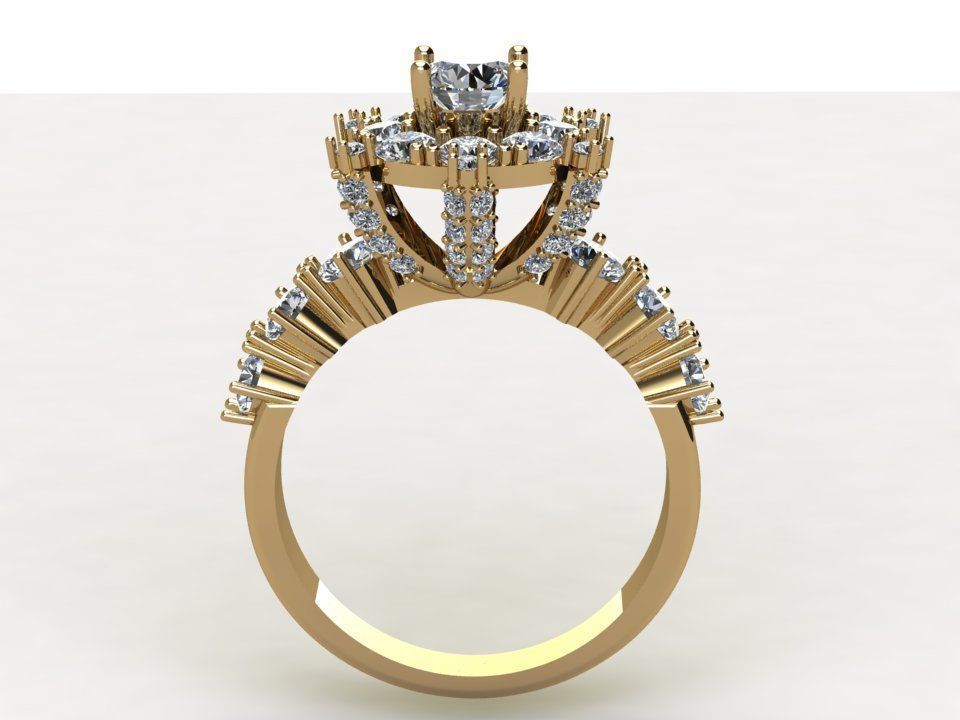 Ring29 engagement ring gold with diamonds 3D model_1
