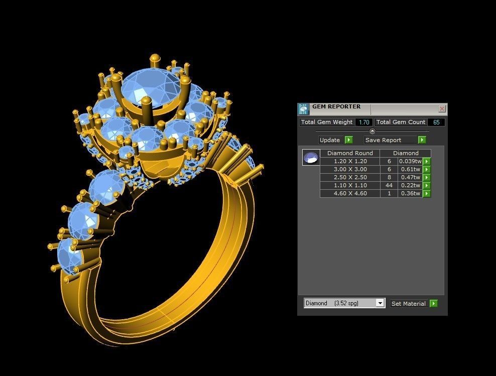 Ring29 engagement ring gold with diamonds 3D model_4