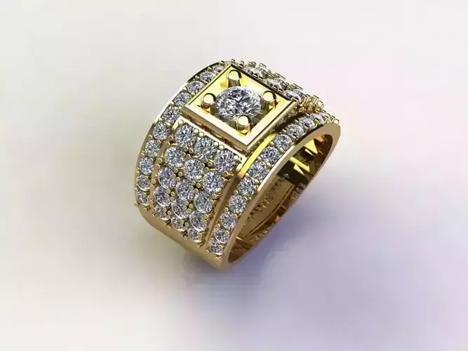 Man Ring gold with diamonds 3D model