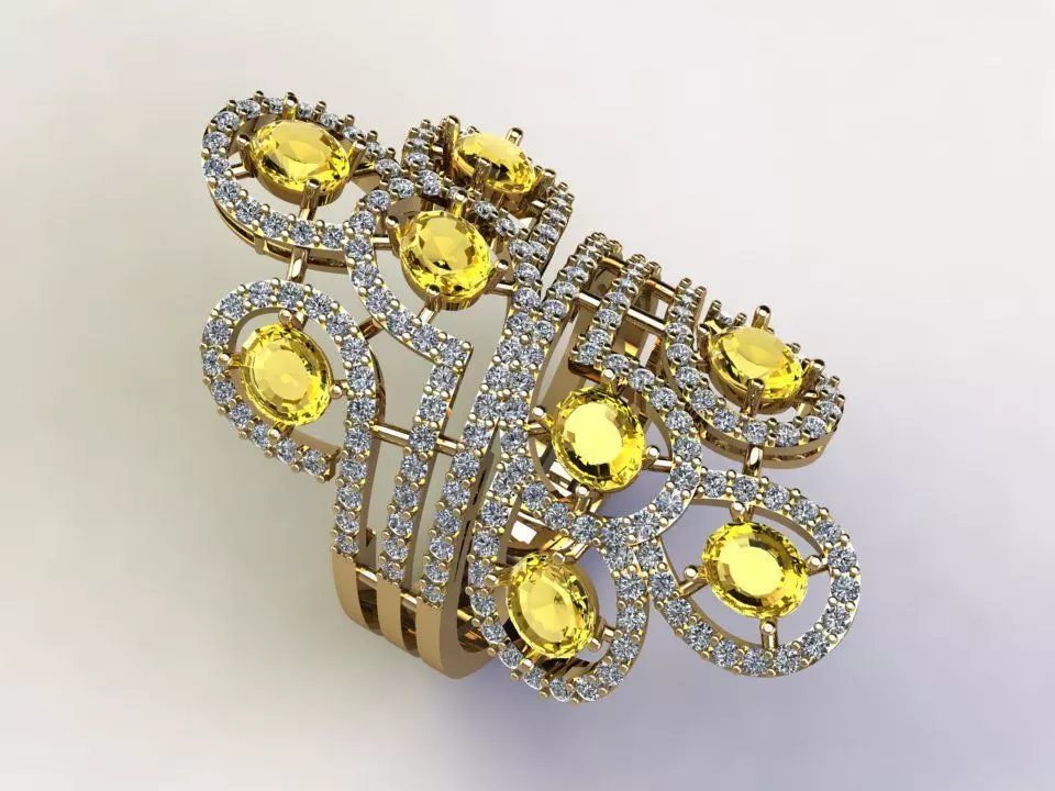 Ring34 sapphire and diamond ring 3D model_0