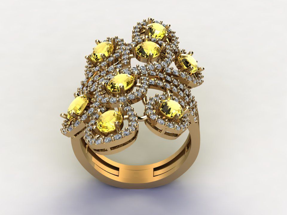 Ring34 sapphire and diamond ring 3D model_3