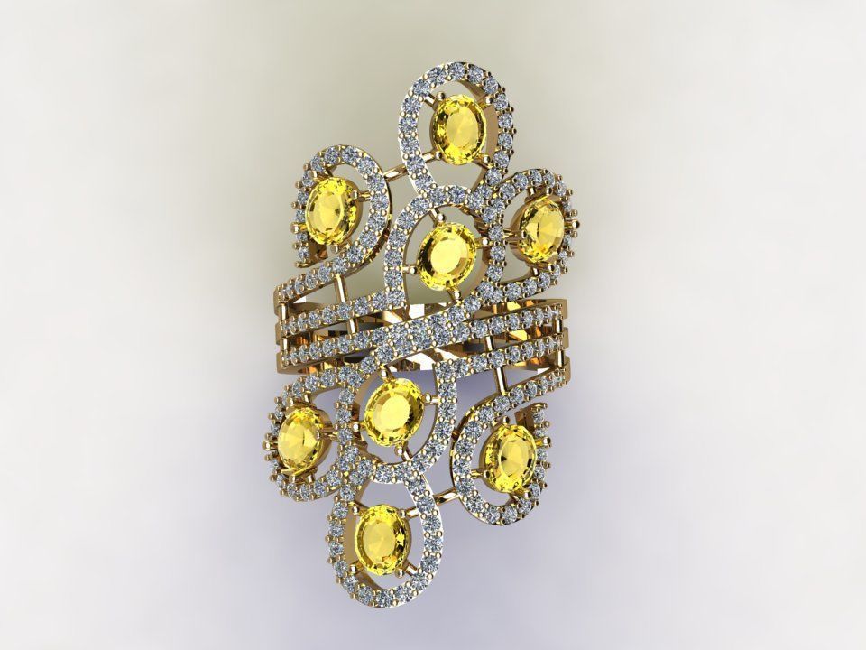 Ring34 sapphire and diamond ring 3D model_1