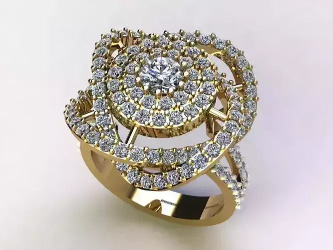 Ring35 gold ring with diamonds in center