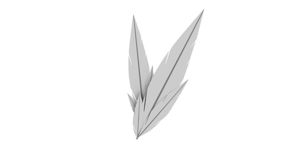 Feather leaf Low-poly 3D model_2