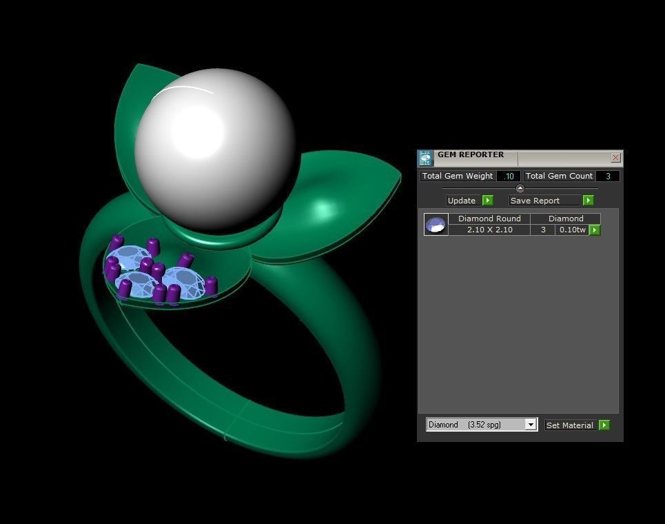 Ring36 gold ring with pearl and diamonds 3D model_4
