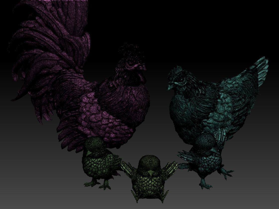 hen cock chick 3D print model_20