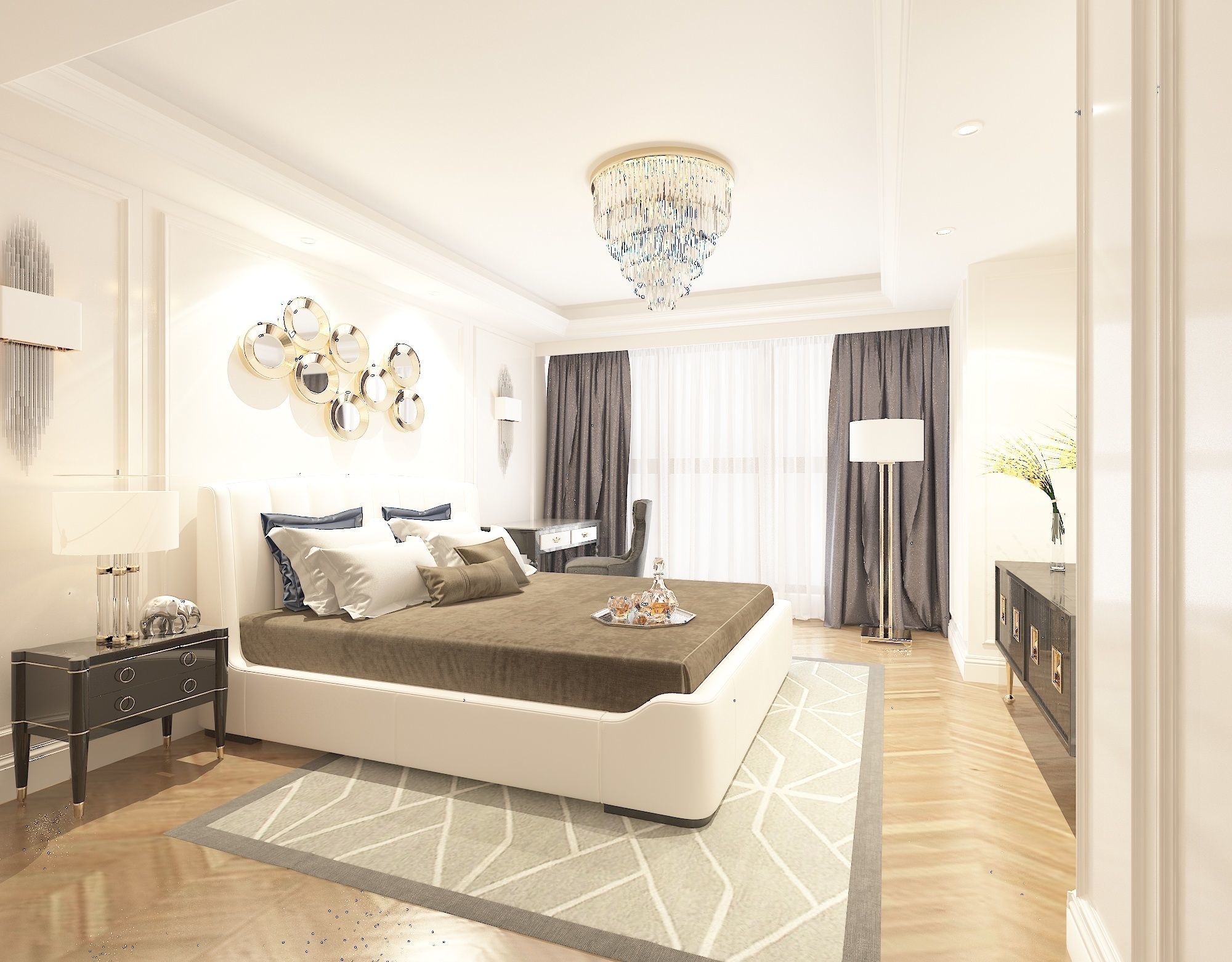 Modern bedroom 3D model_3