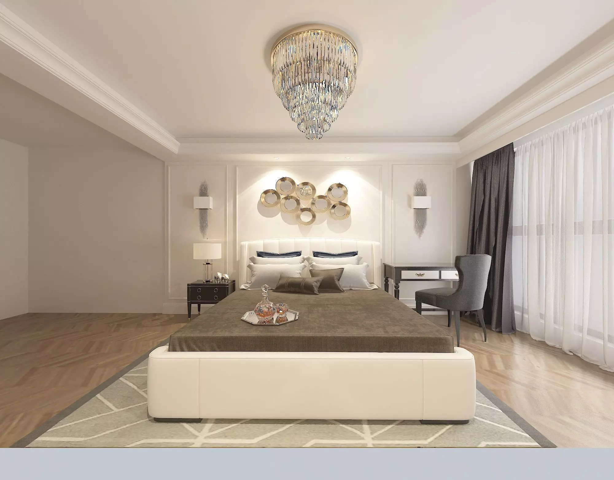 Modern bedroom 3D model_0