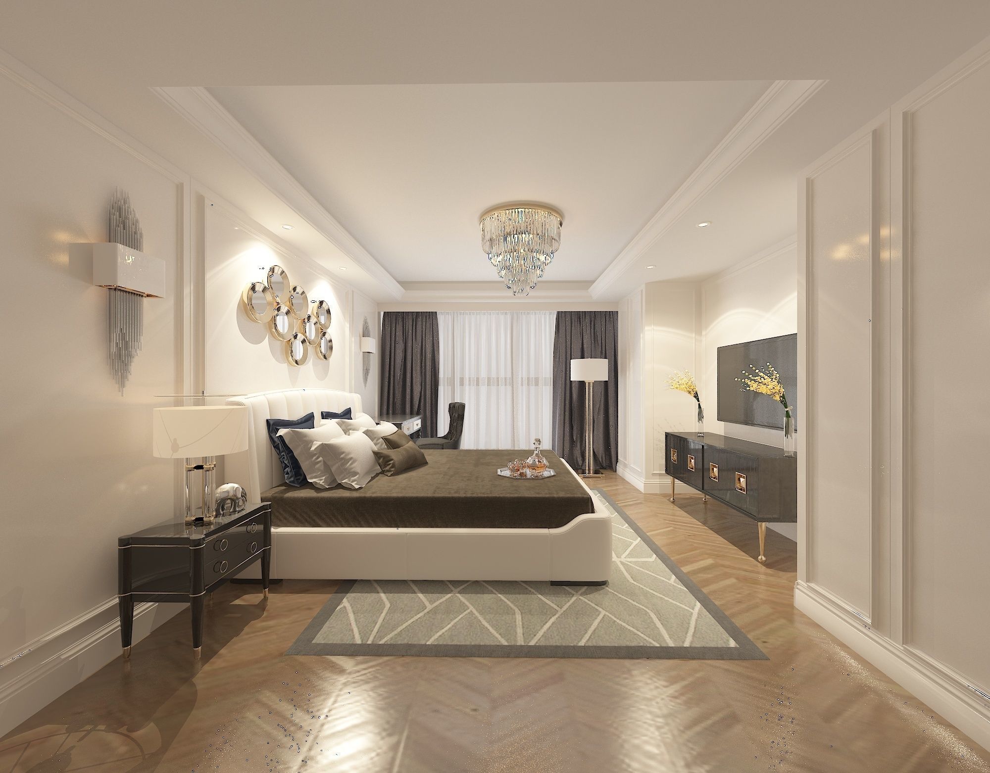 Modern bedroom 3D model_1