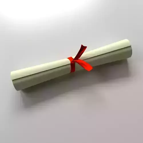 Scroll diploma with ribbon 3D model