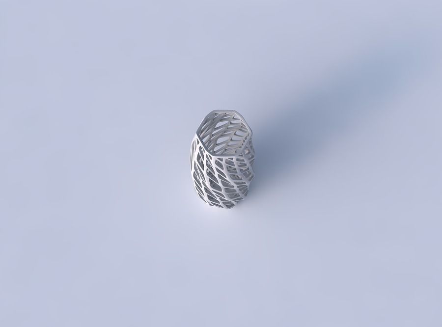 Vase twisted hexagon with diagonal grid lattice 3D print model_2