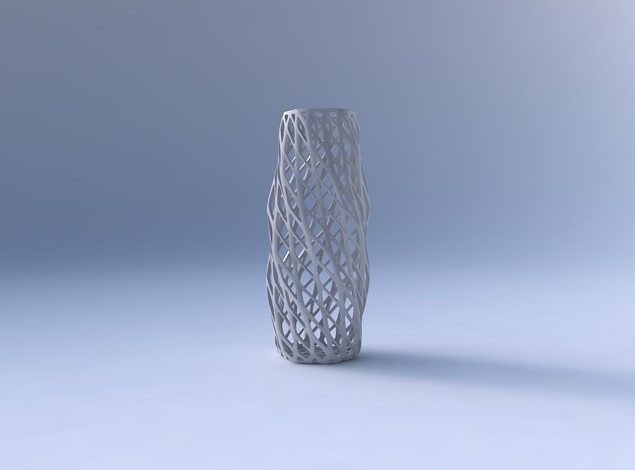 Vase twisted hexagon with diagonal grid lattice 3D print model_4