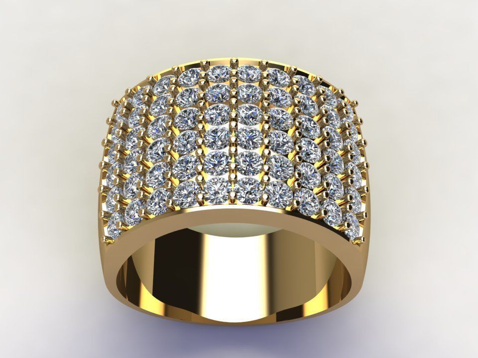 Diamond Man Ring gold with diamonds 3D model_2