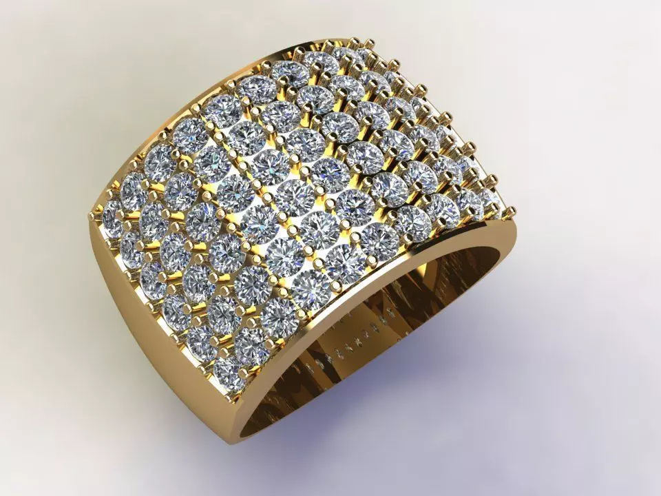 Diamond Man Ring gold with diamonds 3D model_0