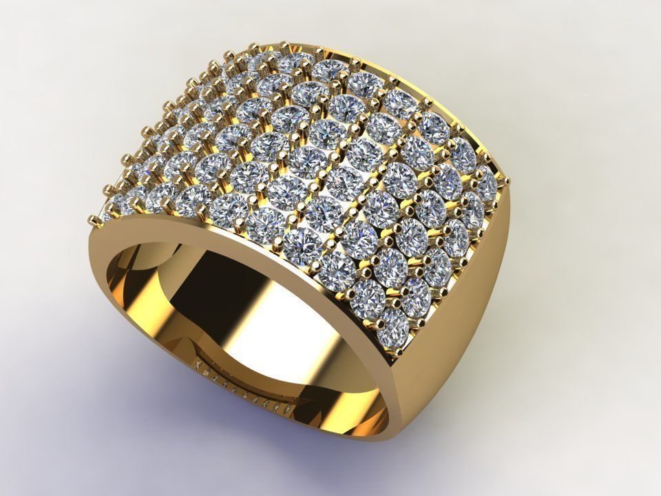 Diamond Man Ring gold with diamonds 3D model_5
