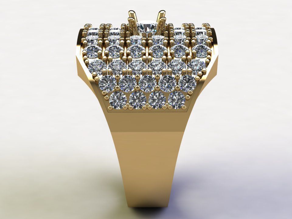 Man Ring Diamond gold with diamonds 3D model_1