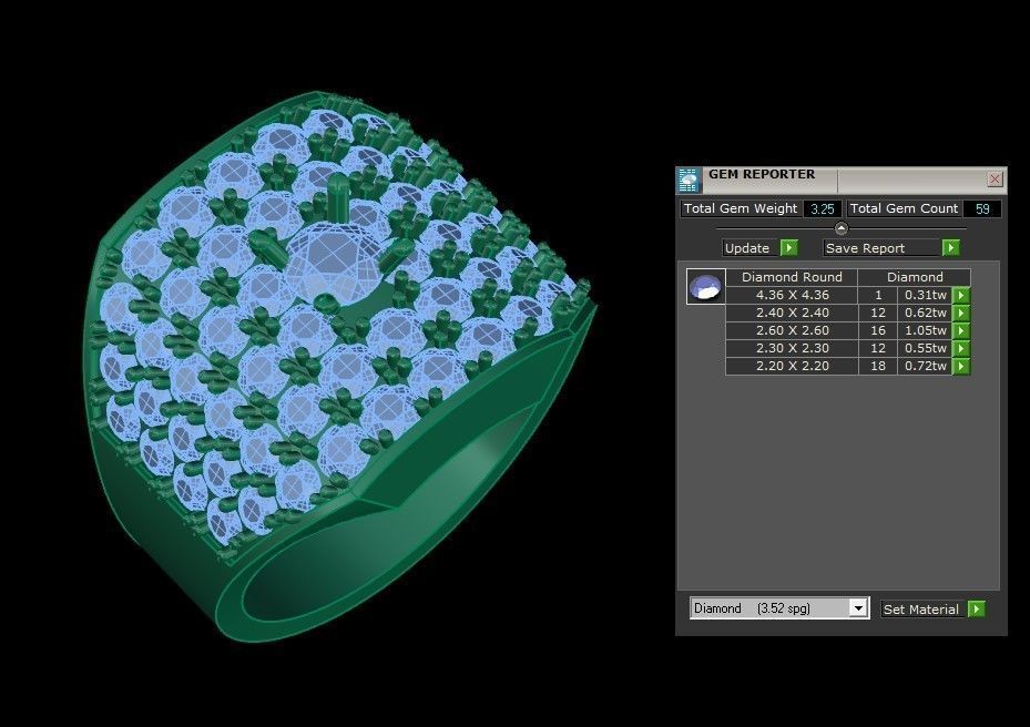 Man Ring Diamond gold with diamonds 3D model_4