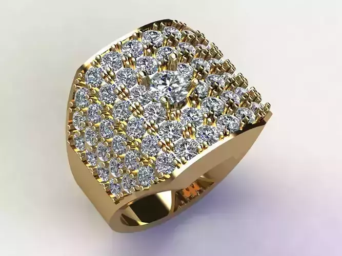 Man Ring Diamond gold with diamonds 3D model
