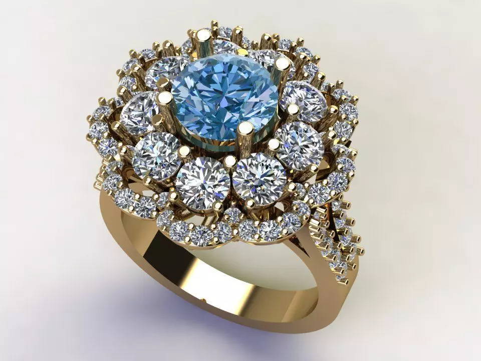 Ring49 topaz halo engagement ring 3D model_0