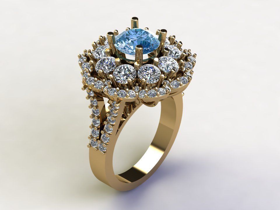 Ring49 topaz halo engagement ring 3D model_1