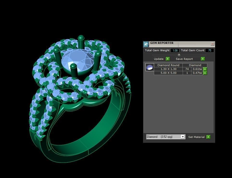 Ring51 engagement ring with stone and diamonds 3D model_5