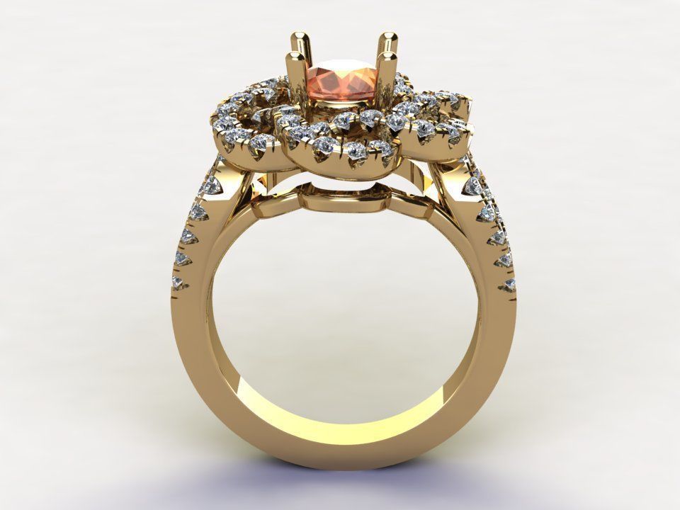 Ring51 engagement ring with stone and diamonds 3D model_3