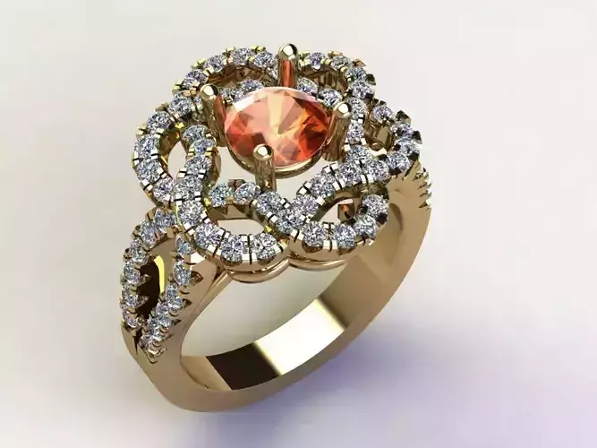 Ring51 engagement ring with stone and diamonds