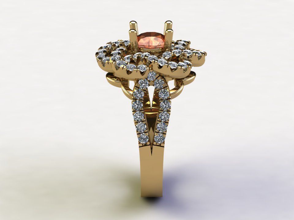 Ring51 engagement ring with stone and diamonds 3D model_1