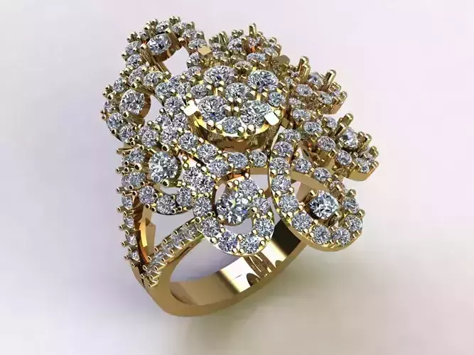Ring52 gold ring with diamonds in center