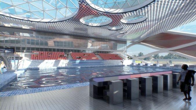 Sports Complex 01 Low-poly 3D model 7