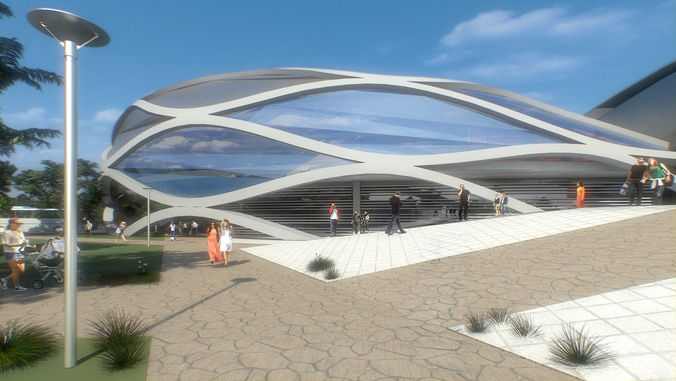 Sports Complex 01 Low-poly 3D model 4