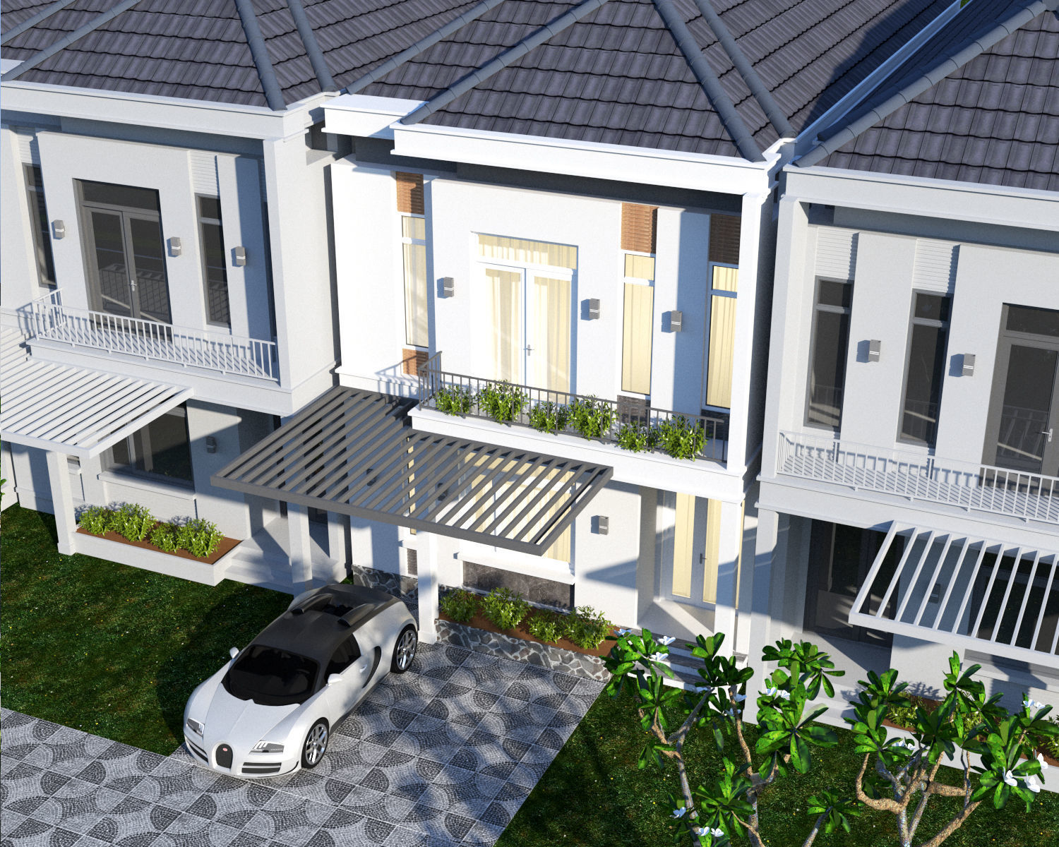 House Facades 3D model_2