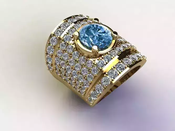 Ring55 gold ring with topaz and diamonds