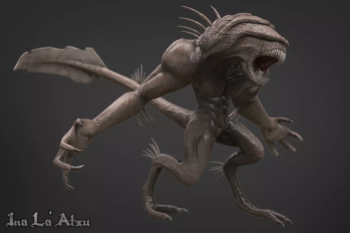 Alien Monster Low-poly 3D model_0