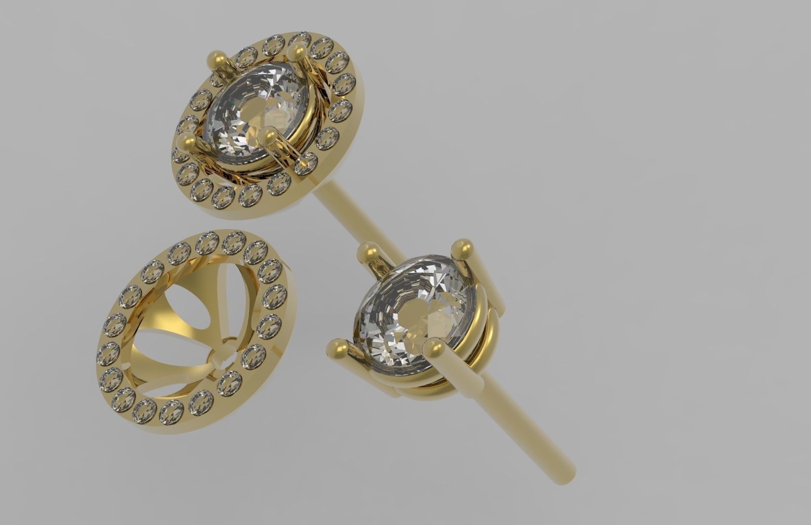 stud earrings 3D print model_3