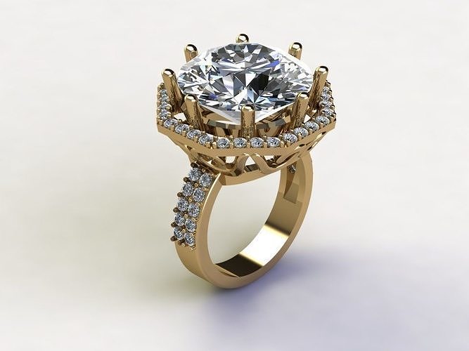 Ring57 diamond engagement ring gold 3D model | CGTrader