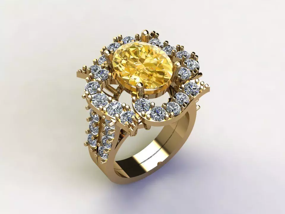 Solitaire women ring 2020 use natural gem Free 3D model