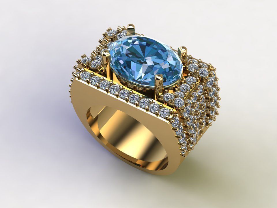 Man ring use natural gem 2020 3D model_2