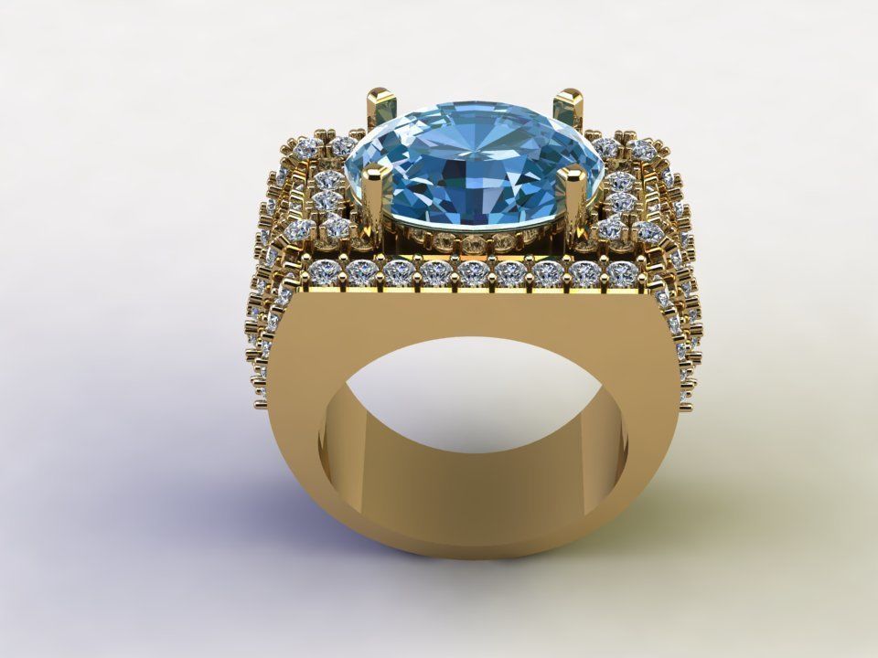 Man ring use natural gem 2020 3D model_5