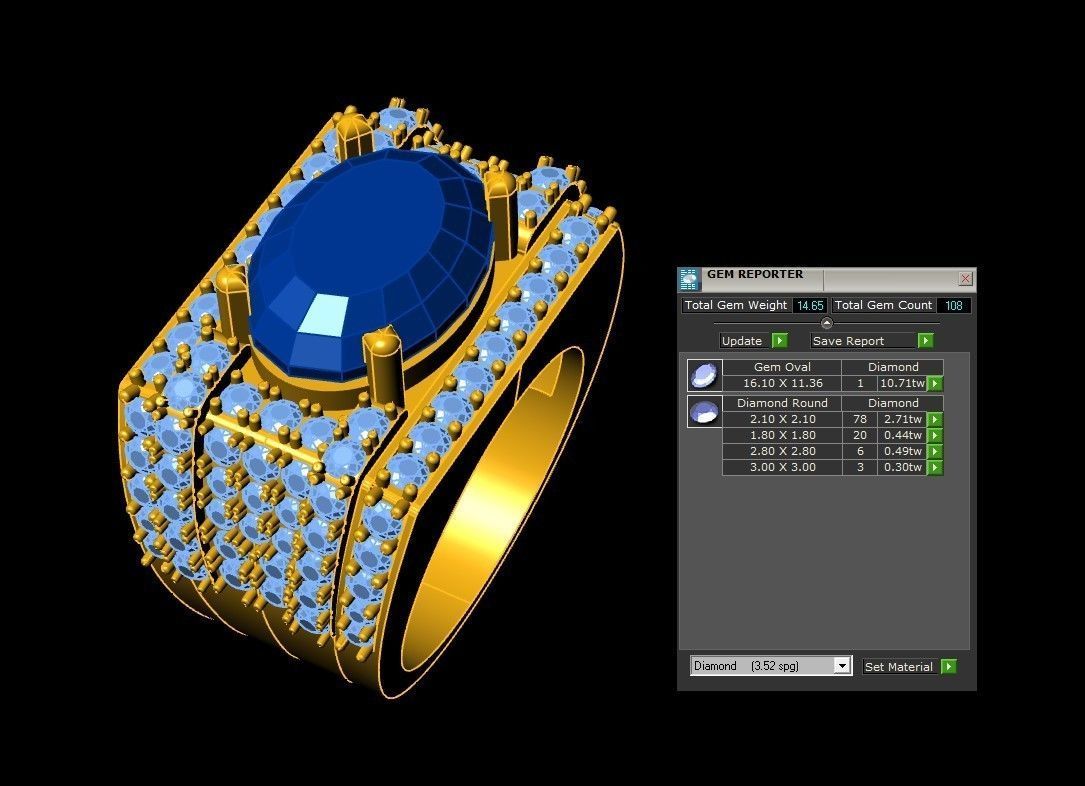 Man ring use natural gem 2020 3D model_3